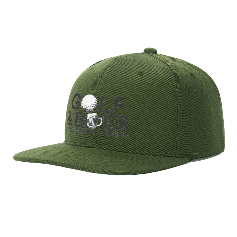 Flat Brim Baseball Cap Golf and Beer That's Why I'm Here Streetwear Underground Skate Style for Basketball Court Street Skate Park Wear by Skaters Rappers Urban Players