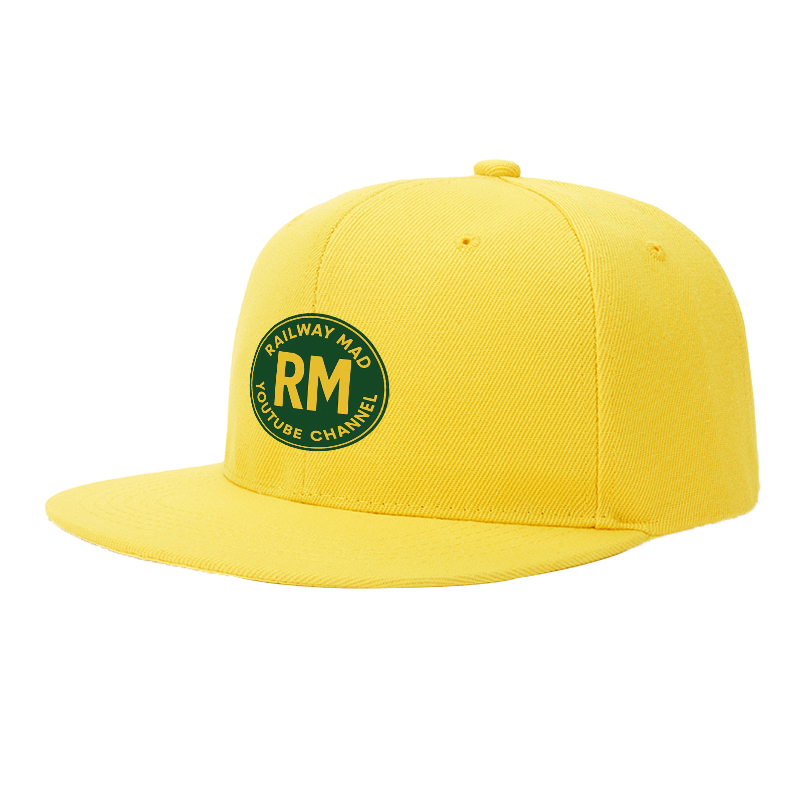 Flat Brim Baseball Cap Railway Mad RM Logo Print Streetwear Underground Skate Style for Basketball Court Street Skate Park Skaters Rappers Urban Players