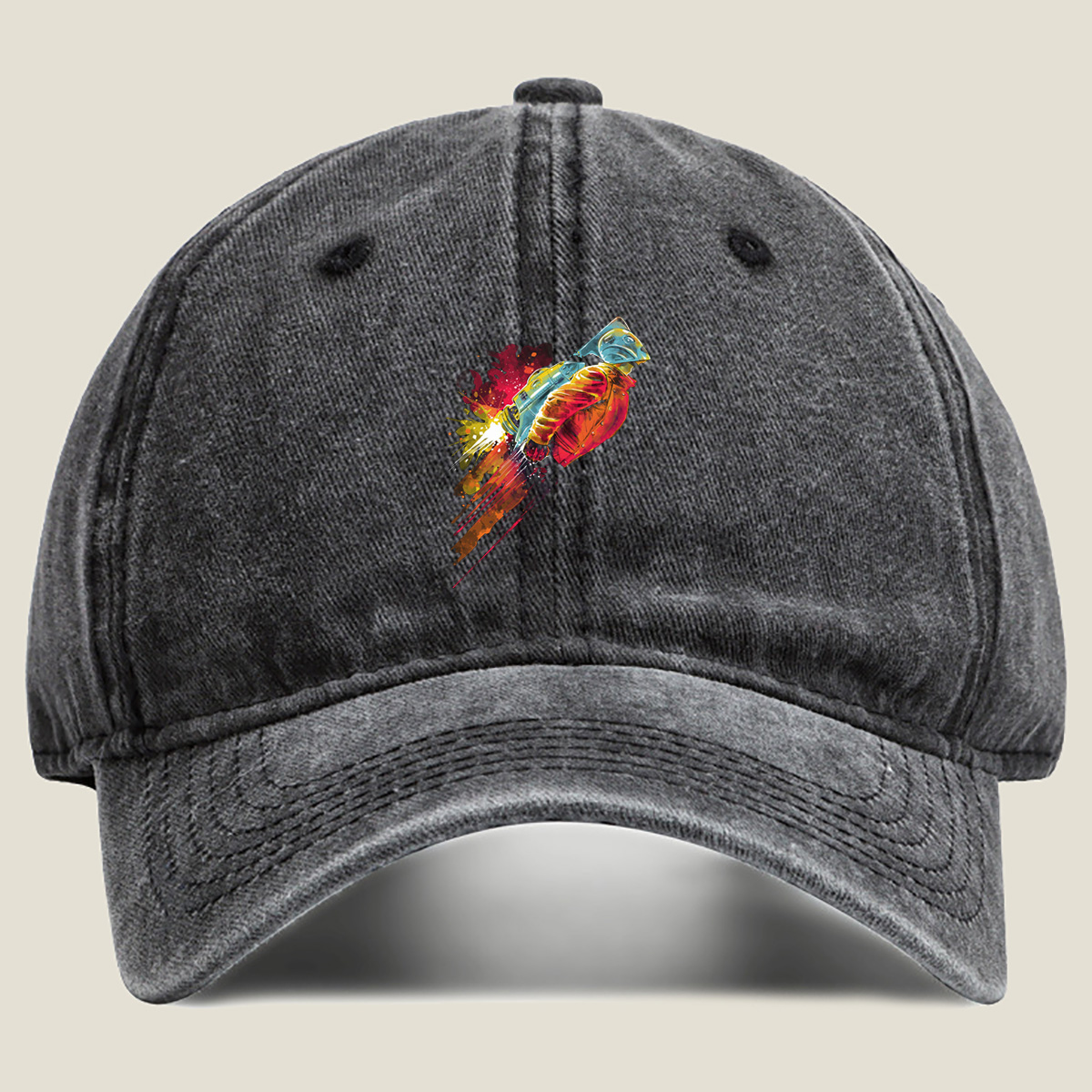 Rocket Racer: Speed Demon in Motion - Washed Denim - Baseball Cap