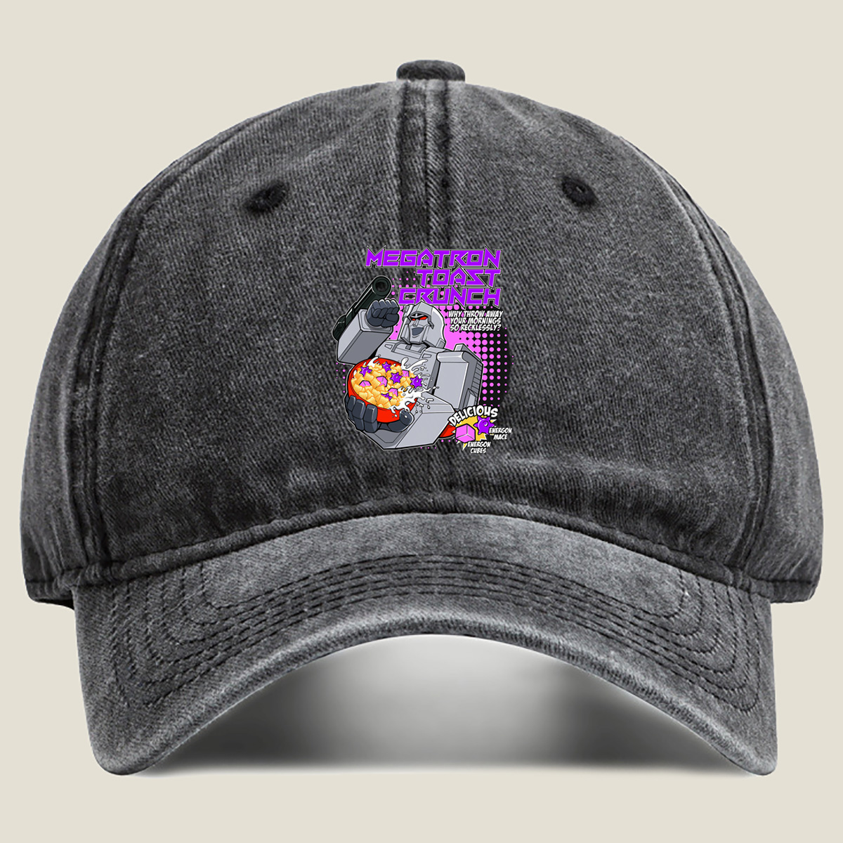 Megatron Toast Crunch - Transformers Cereal Parody - Washed Denim - Baseball Cap