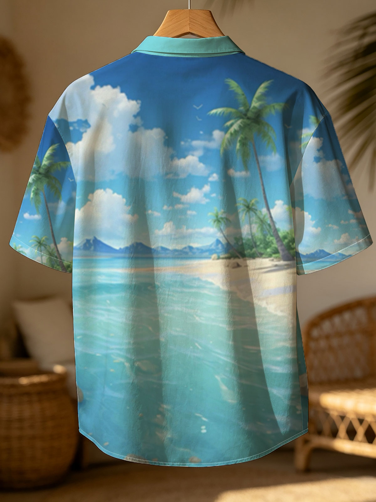 Tropical Beach with Palm Trees and Clear Blue Water -  Shirt
