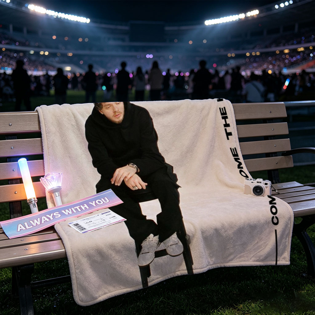 The Kids Come Home Miss You Album Cover Featuring Artist in Black Outfit Sitting on Stool - Blankets