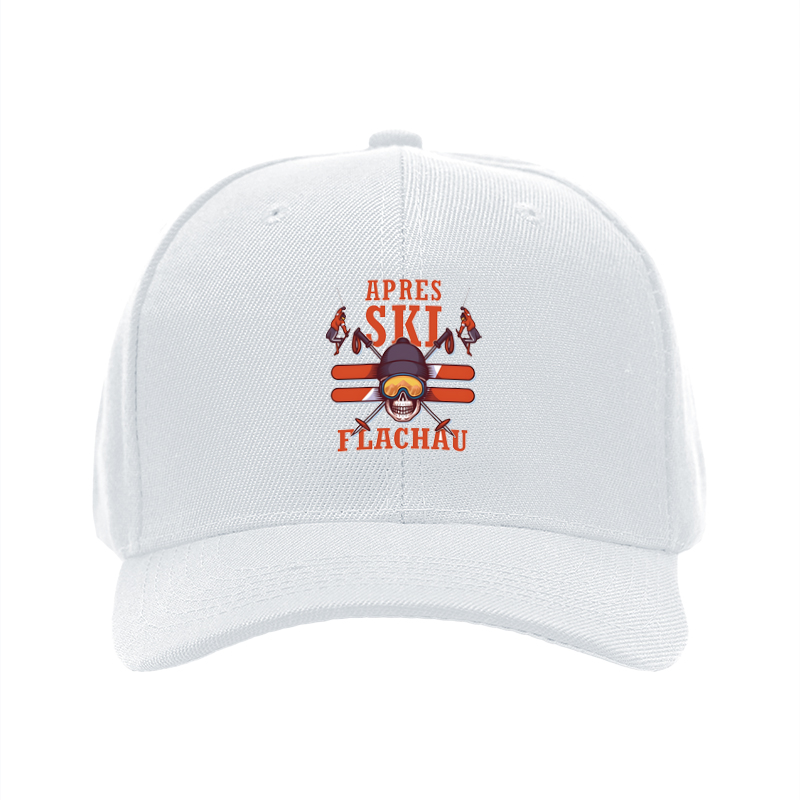 1pc New Baseball Cap with Apres Ski Flachau Skull and Snowboard Print Unisex Adjustable Hat for Outdoor Winter Activities Adults and Teens