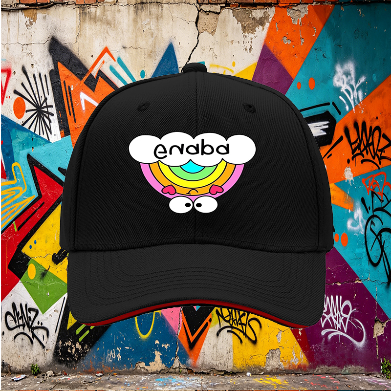 Unisex Classic Sandwich Hat with Rainbow Heart Eyes and Guara Print | Casual Outdoor Sun Protection Cap for Adults and Teens | Perfect for Beach, Hiking, Travel, Daily Wear