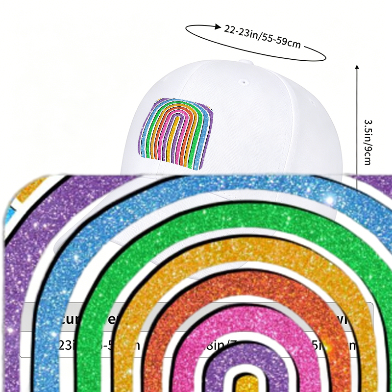 Unisex Classic Baseball Cap with Glitter Rainbow Print Design - Stylish Sun Protection Hat for Outdoor Activities, Perfect for Adults Who Love Vibrant Fashion and Casual Wear