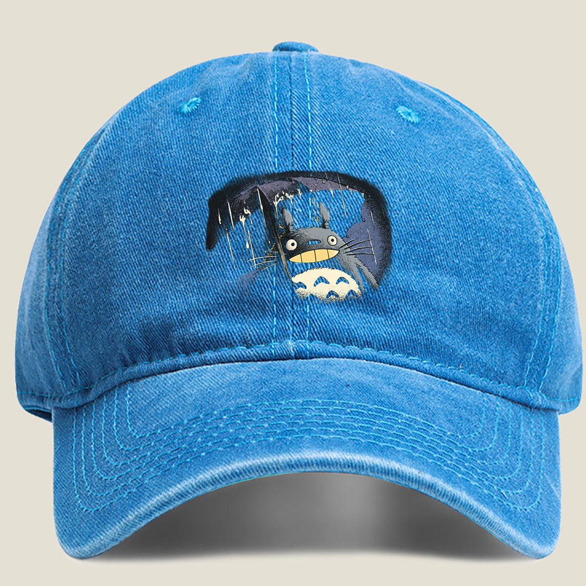 Totoro in the Rain - Washed Denim - Baseball Cap