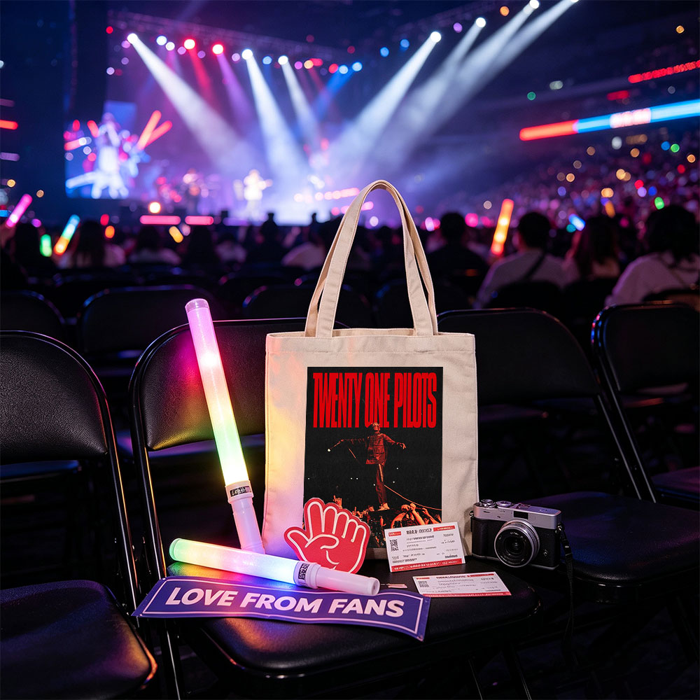Twenty One Pilots Live Performance on Stage with Crowd in Red Lighting - Canvas tote bags