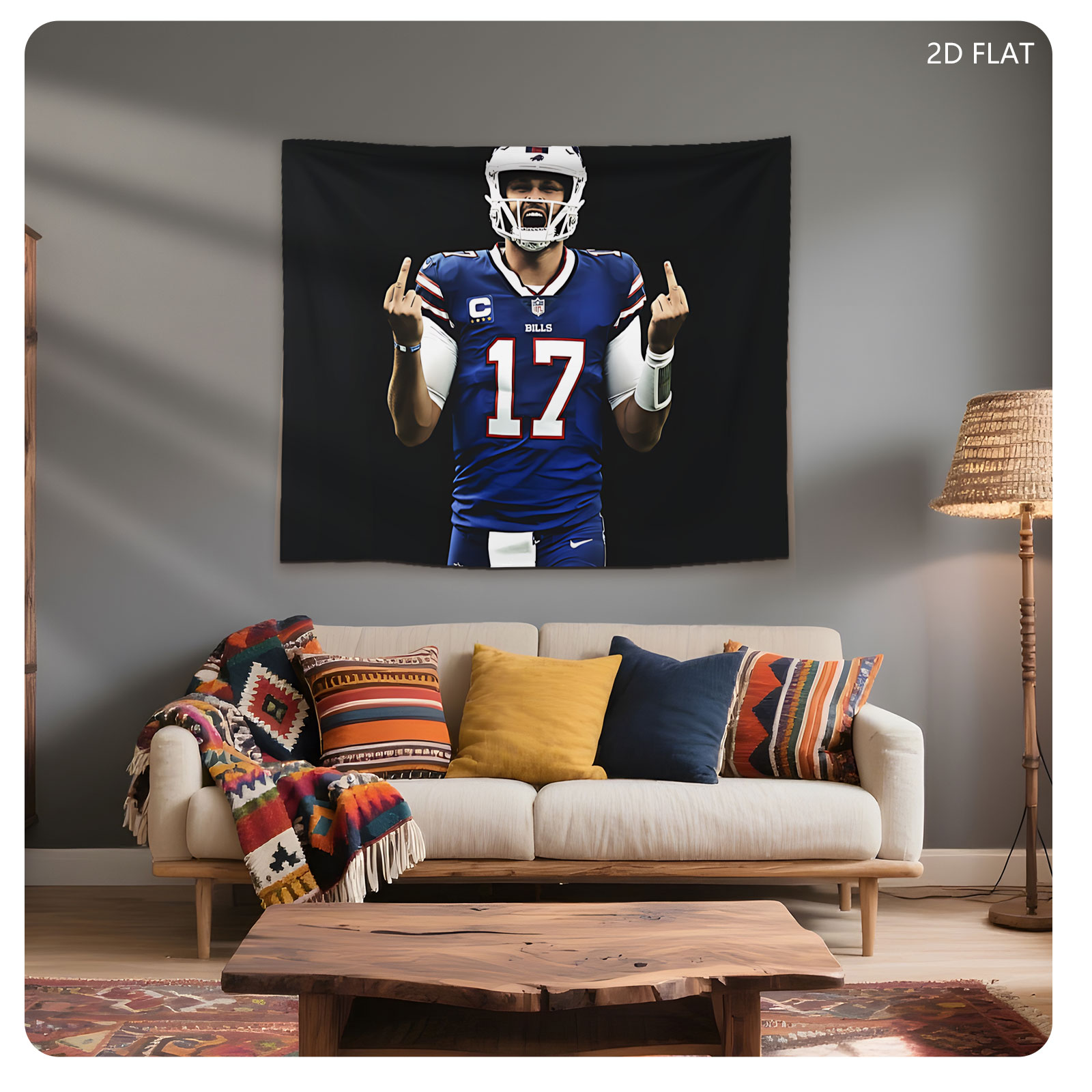 Josh Allen, Buffalo Bills QB #17, Captain, NFL Football Player - Tapestry