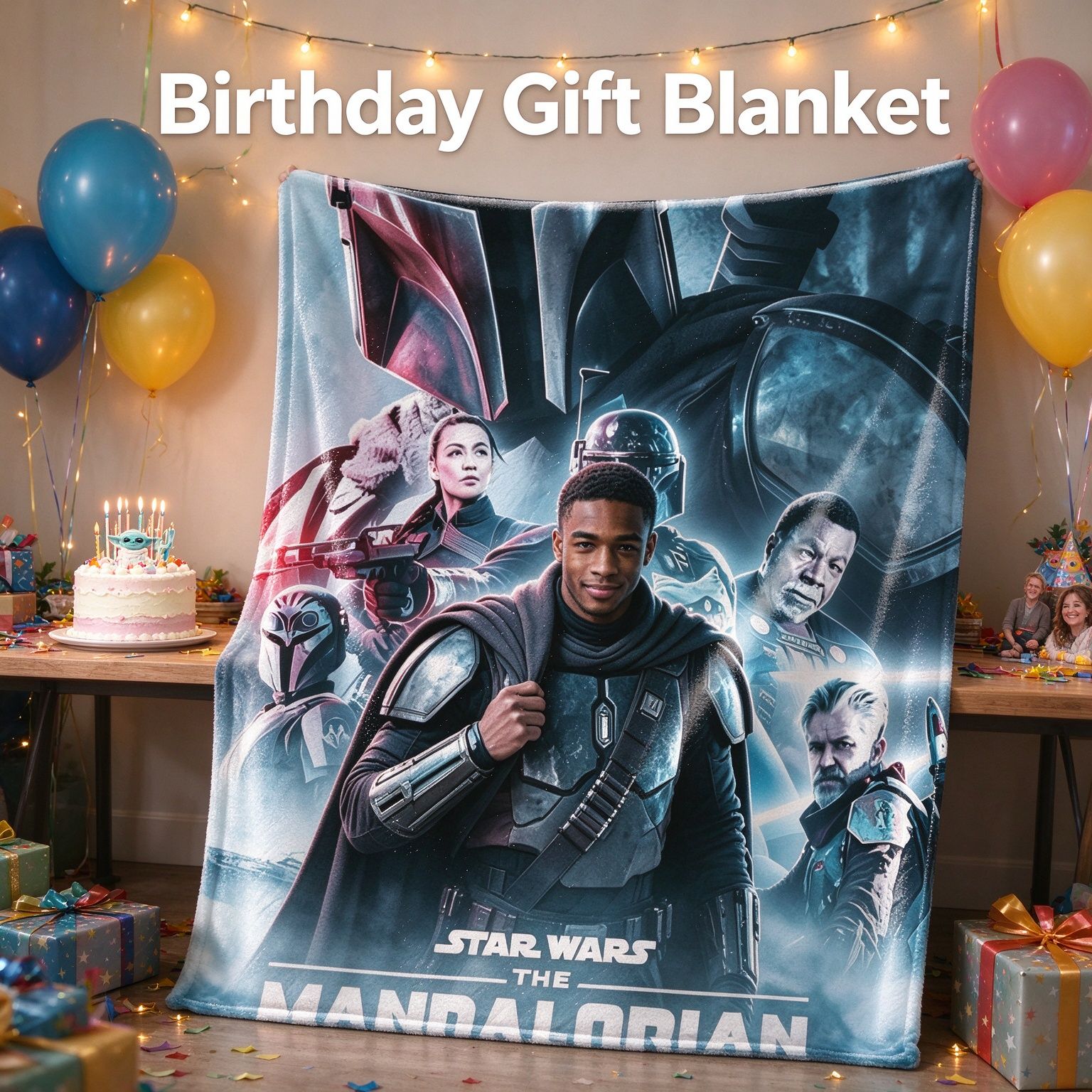 Custom Photo Face Blanket Personalized Sci Fi Warrior Flannel Fleece Throw Soft Anti Pilling Warm Cover Cozy Bed Couch