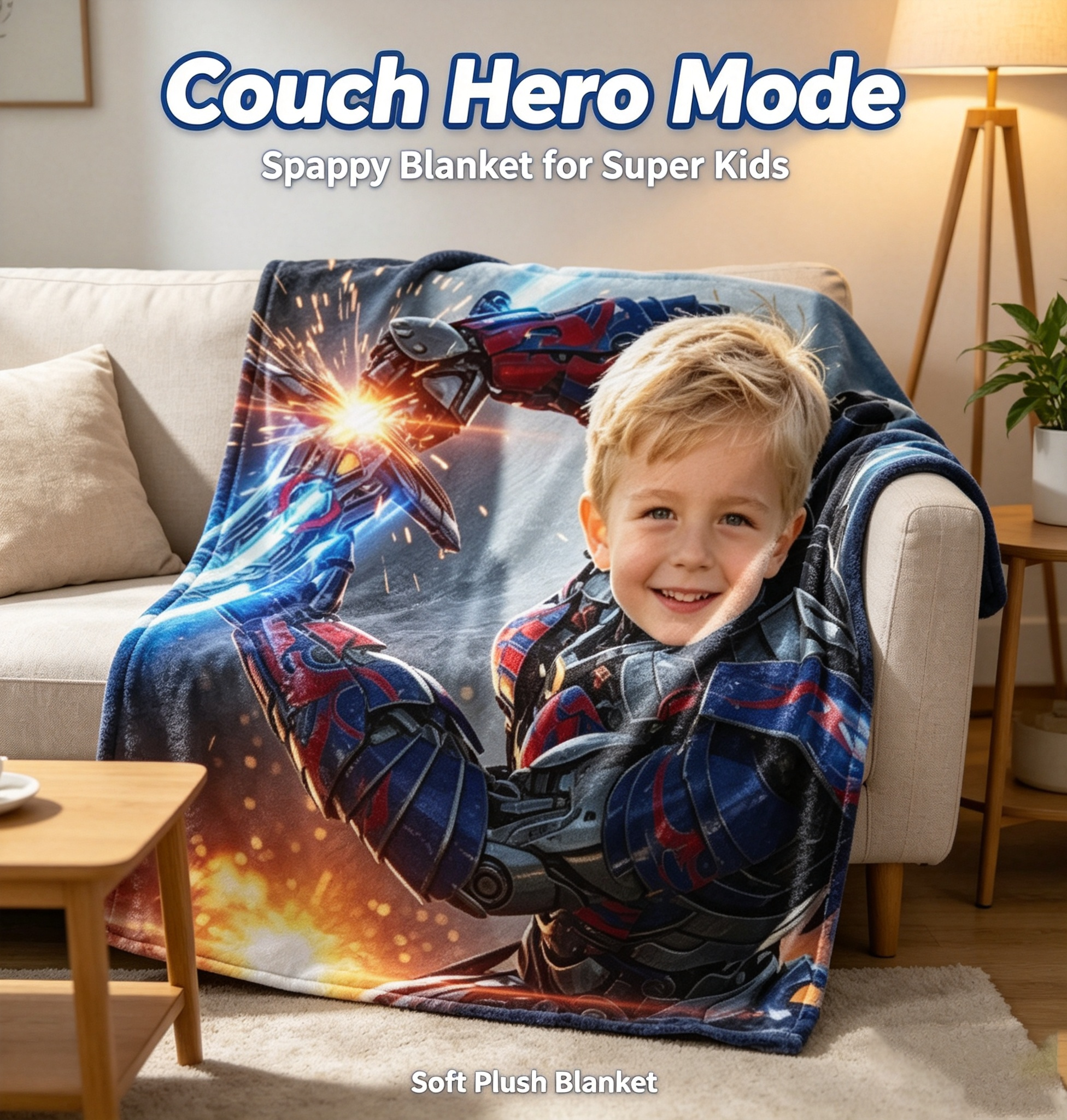 Personalized Optimus Prime Kids Blanket‑Custom Face Plush Throw