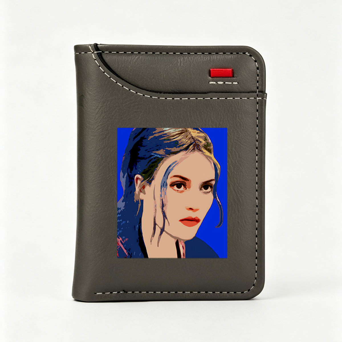 Portrait of a Woman with Blue Hair and Bold Colors - Vertical Style Wallet