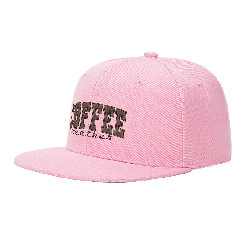 Flat Brim Baseball Cap Coffee Weather Print Streetwear Underground Skate Style for Basketball Court Skate Park Urban Lifestyle Skaters Rappers Streetwear Enthusiasts