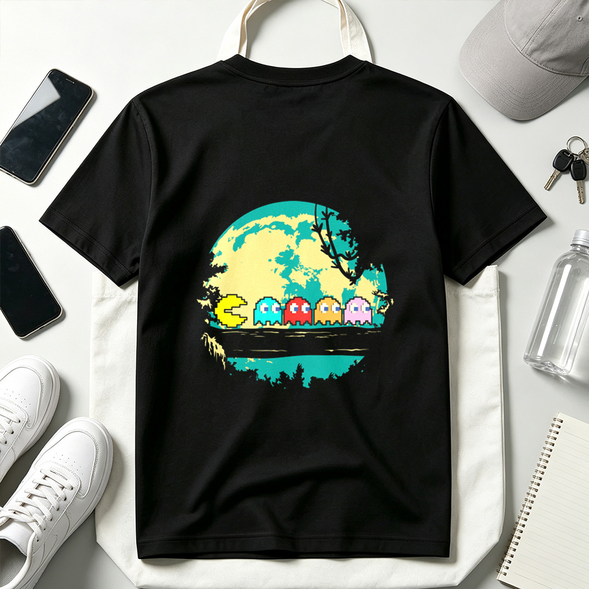 Pac-Man and Ghosts Under the Moon - Tee