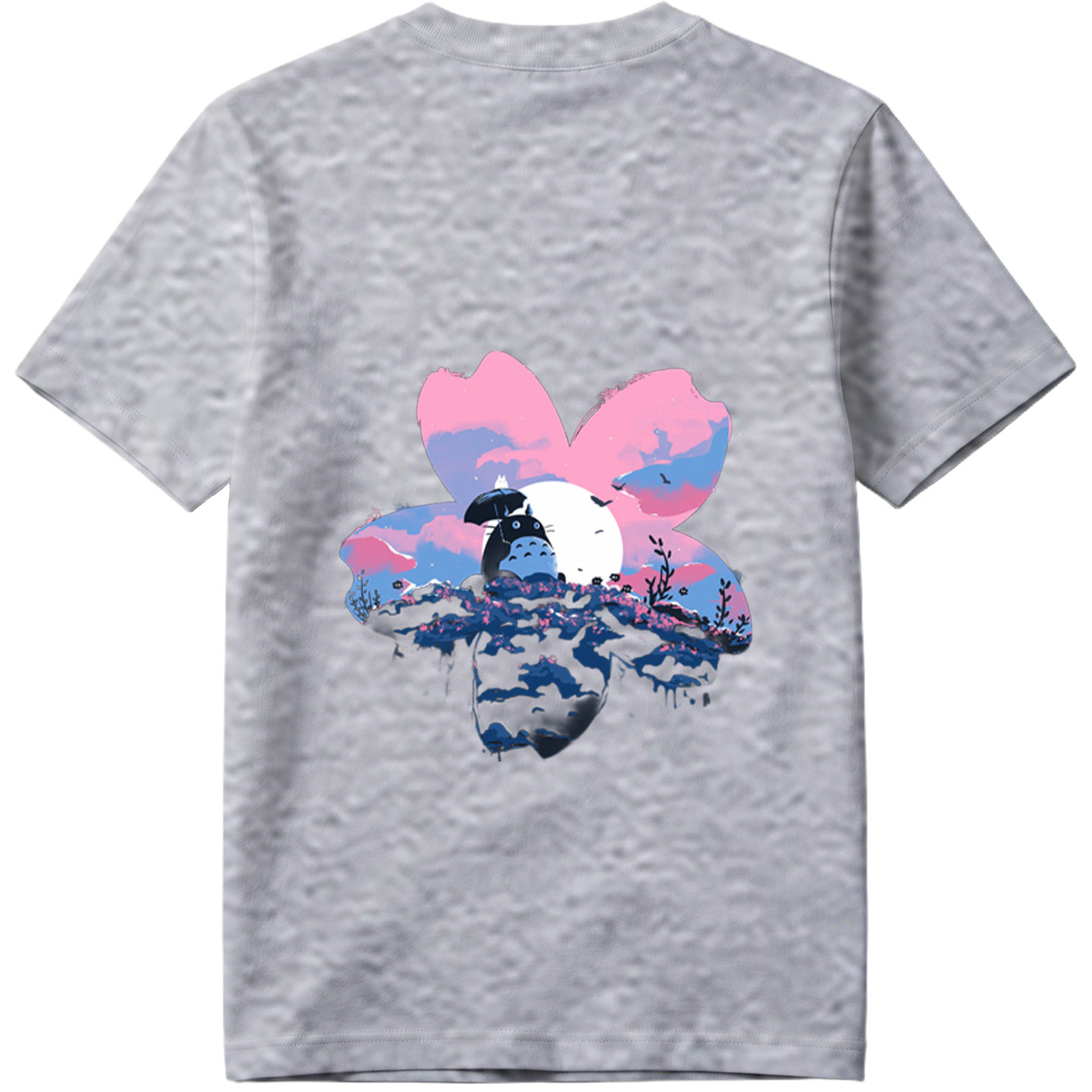 Totoro Under Cherry Blossom Moon - Tee