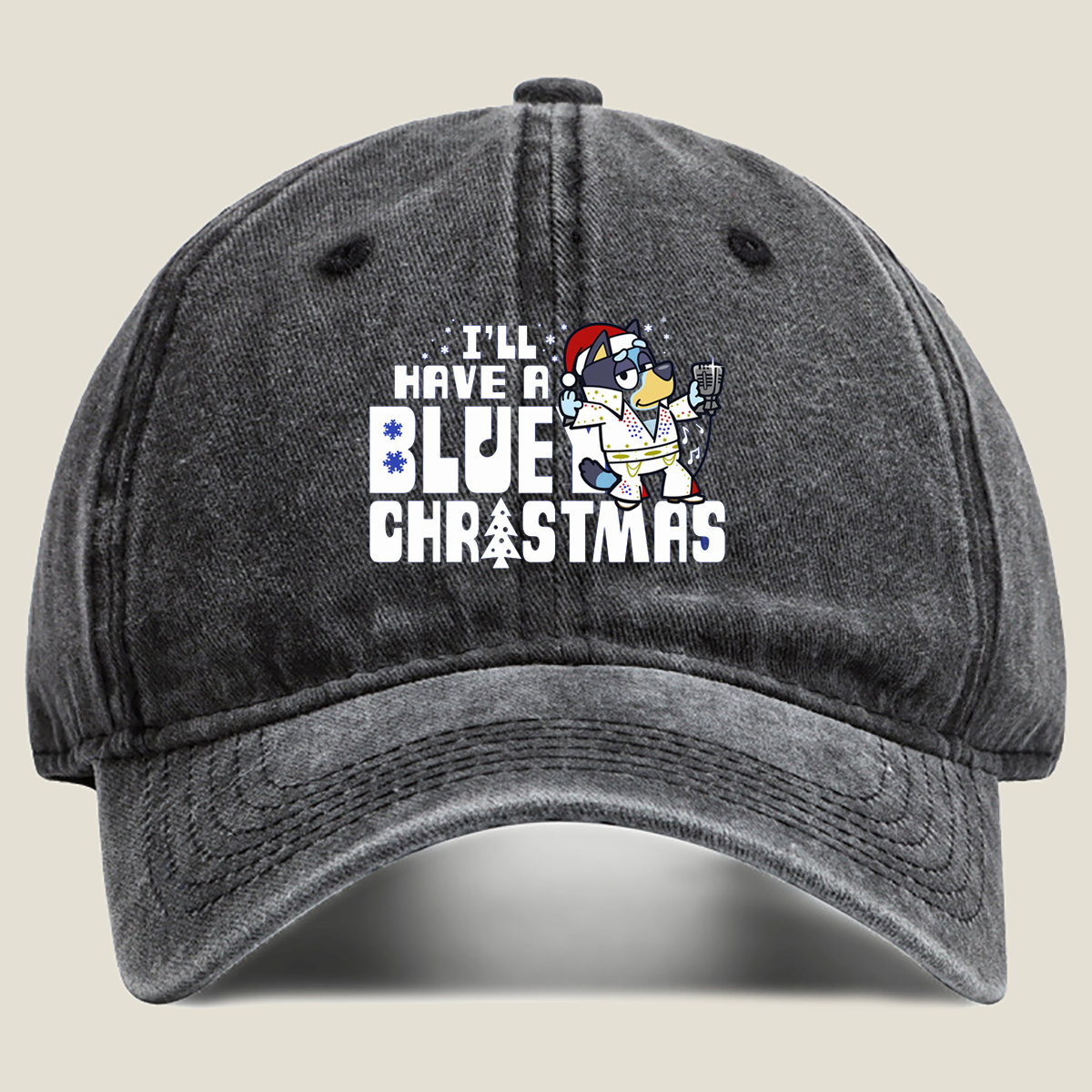 Bluey Christmas Singing - Washed Denim - Baseball Cap