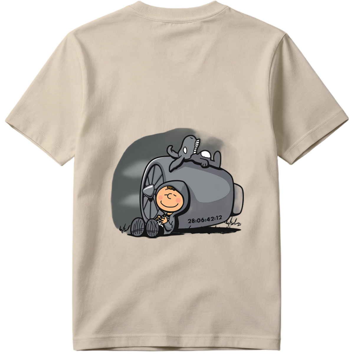 Cute Cartoon Boy with Time Machine and Octopus - Tee