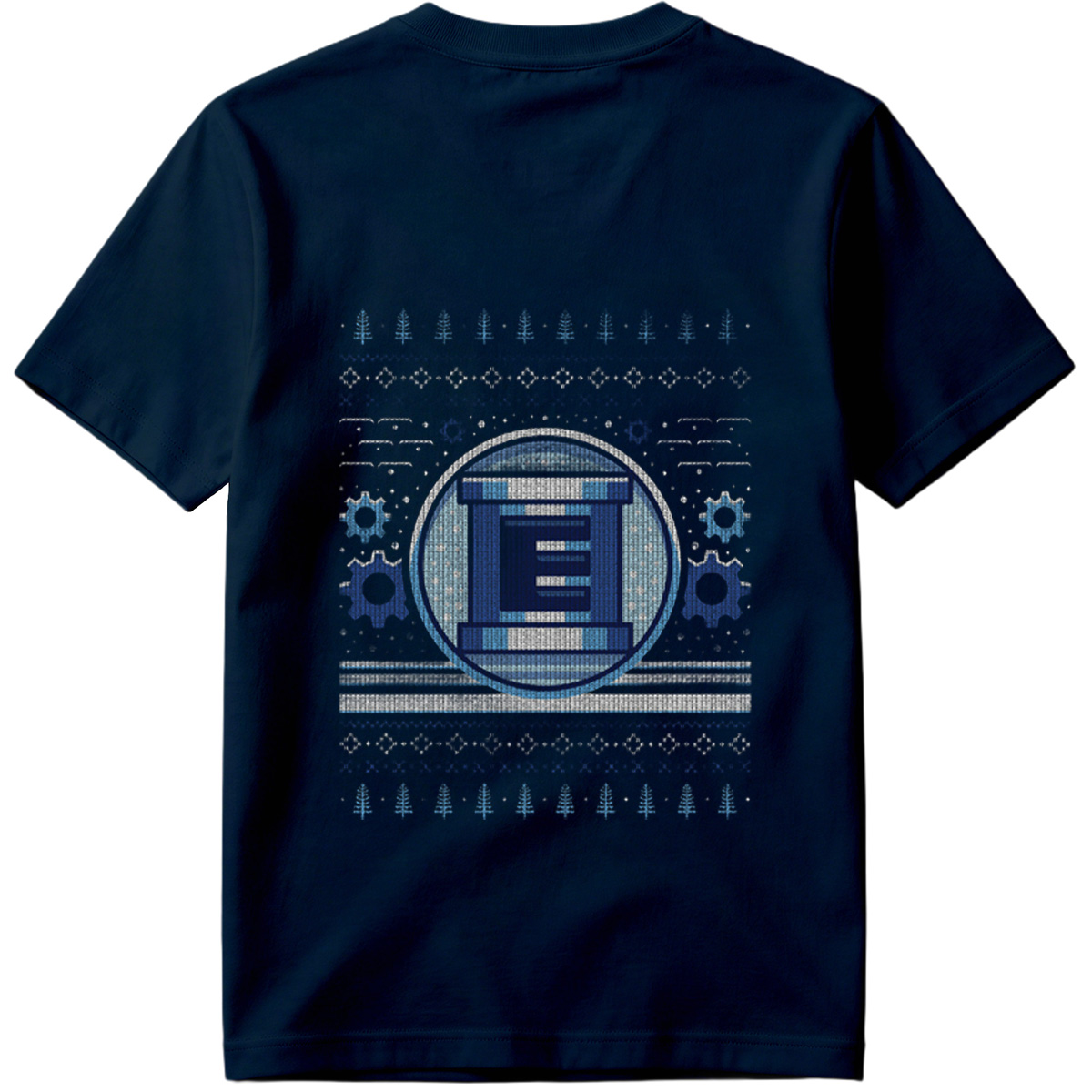 Pixel Winter Emblem: Column & Gears Holiday Design - Tee