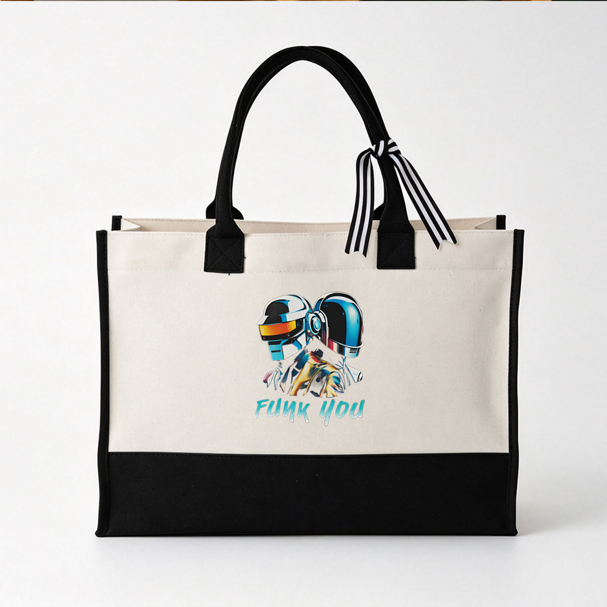 Daft Punk Funk You - Canvas patchwork gift tote bag
