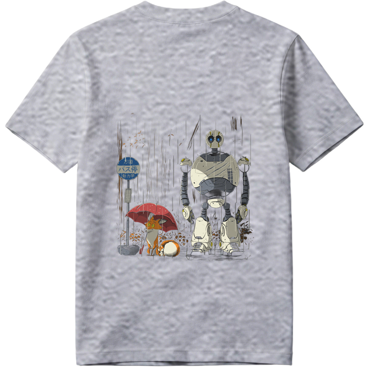 Fox and Robot Wait in the Rain - Tee