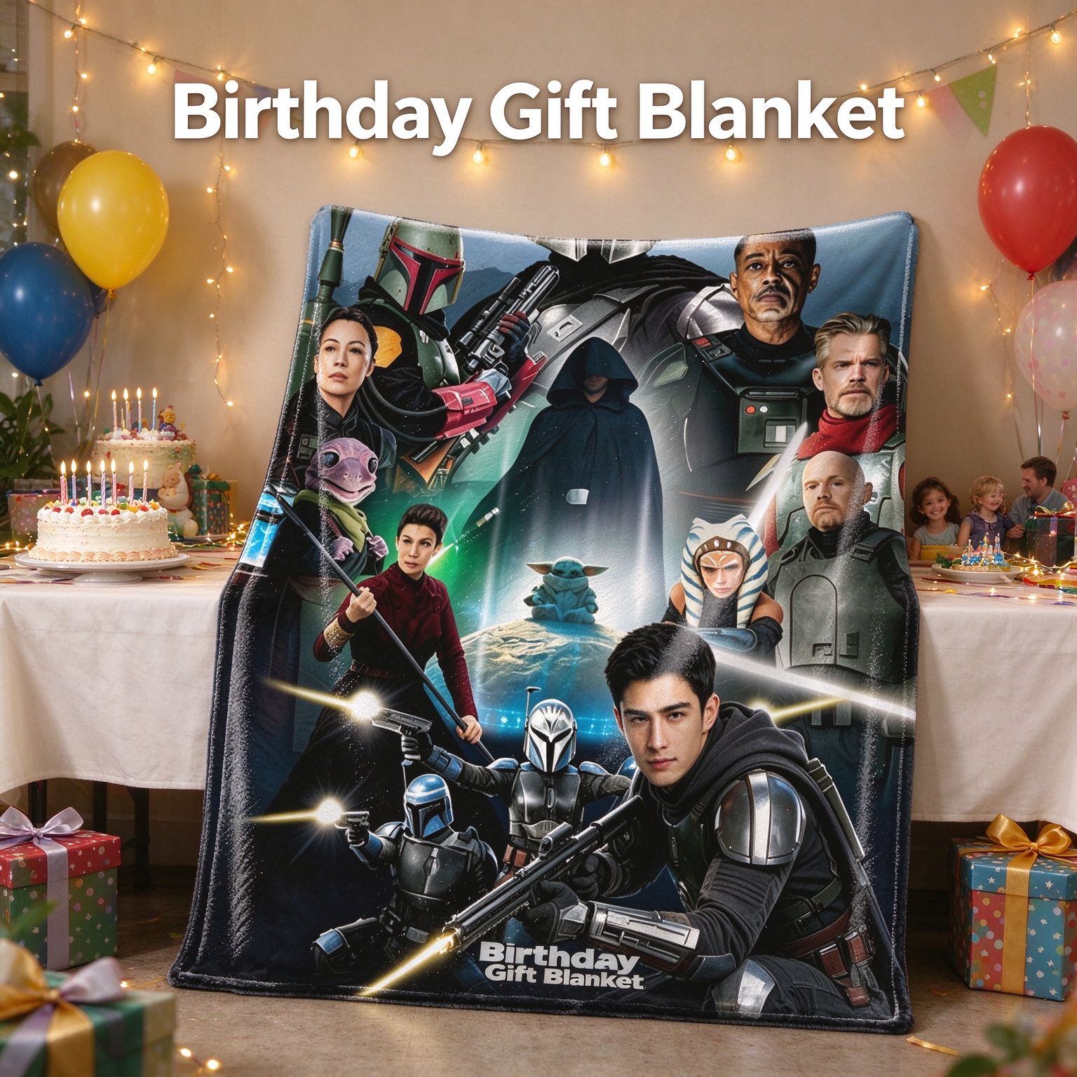 Custom Face Photo Sci Fi Warrior Collage Flannel Throw Blanket Personalized Ultra Soft Plush Fleece Cover for Bed Couch