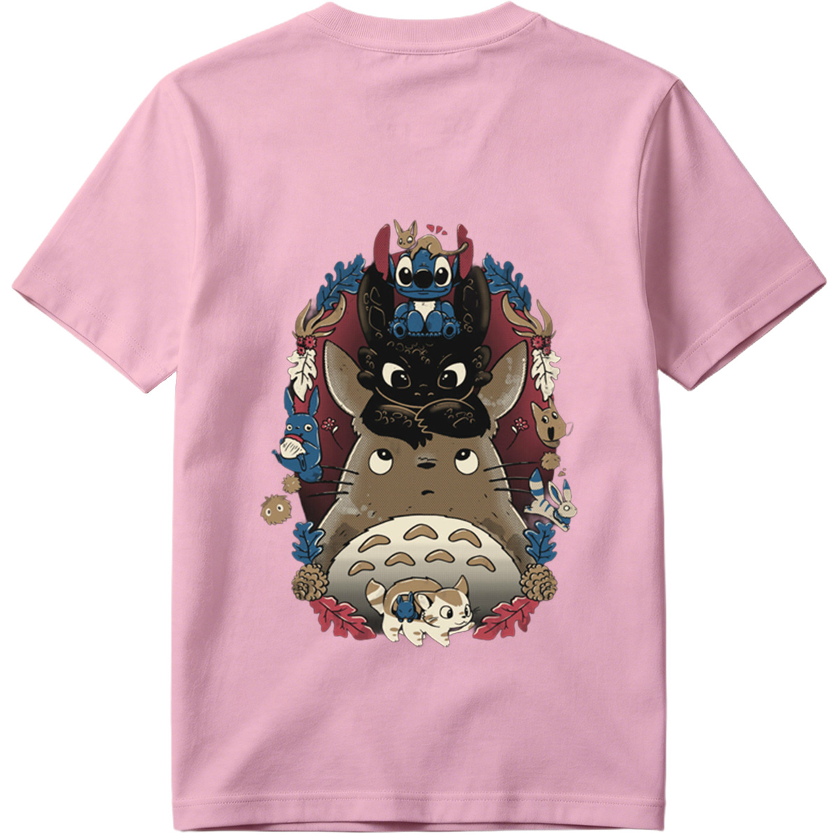 Totoro, Stitch, and Friends: A Whimsical Forest Gathering - Tee
