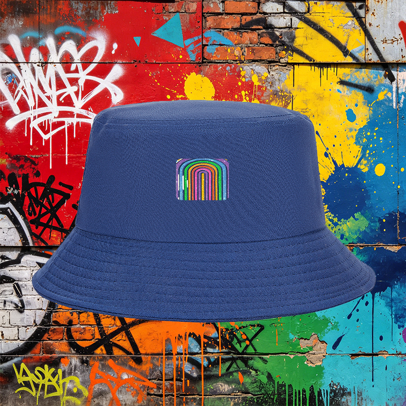 Unisex Classic Bucket Hat with Glitter Rainbow Print Design - Stylish Sun Protection Hat for Outdoor Activities, Beach, Travel, and Casual Wear - Perfect for Adults Seeking Trendy and Comfortable Headwear