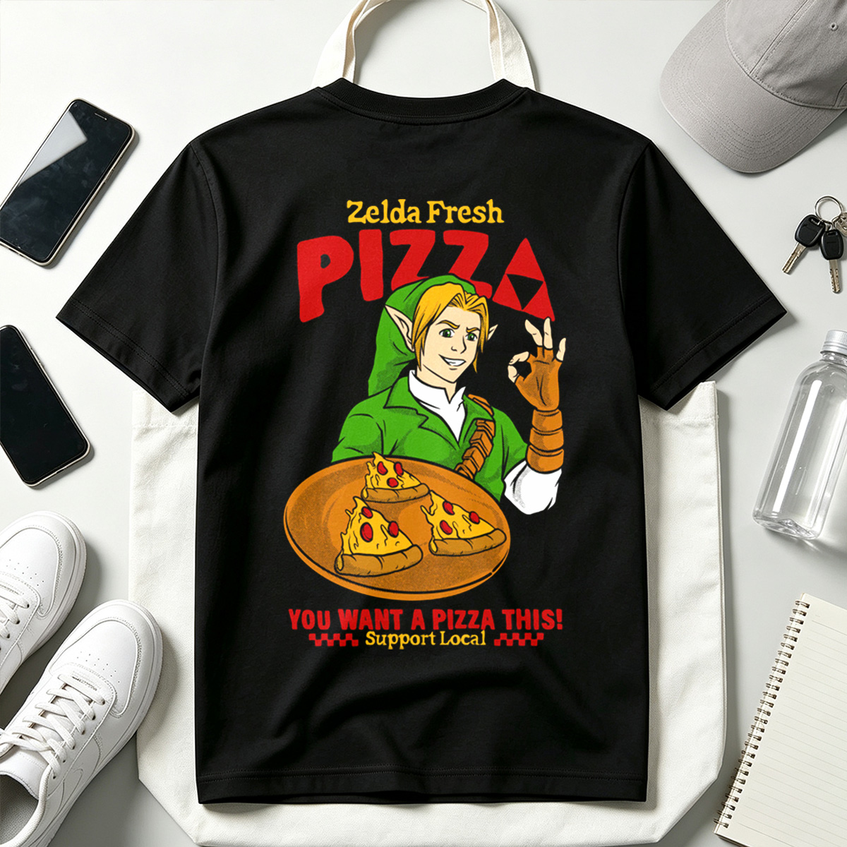 Zelda Fresh Pizza: Link Serves Pizza with a Smile - Tee