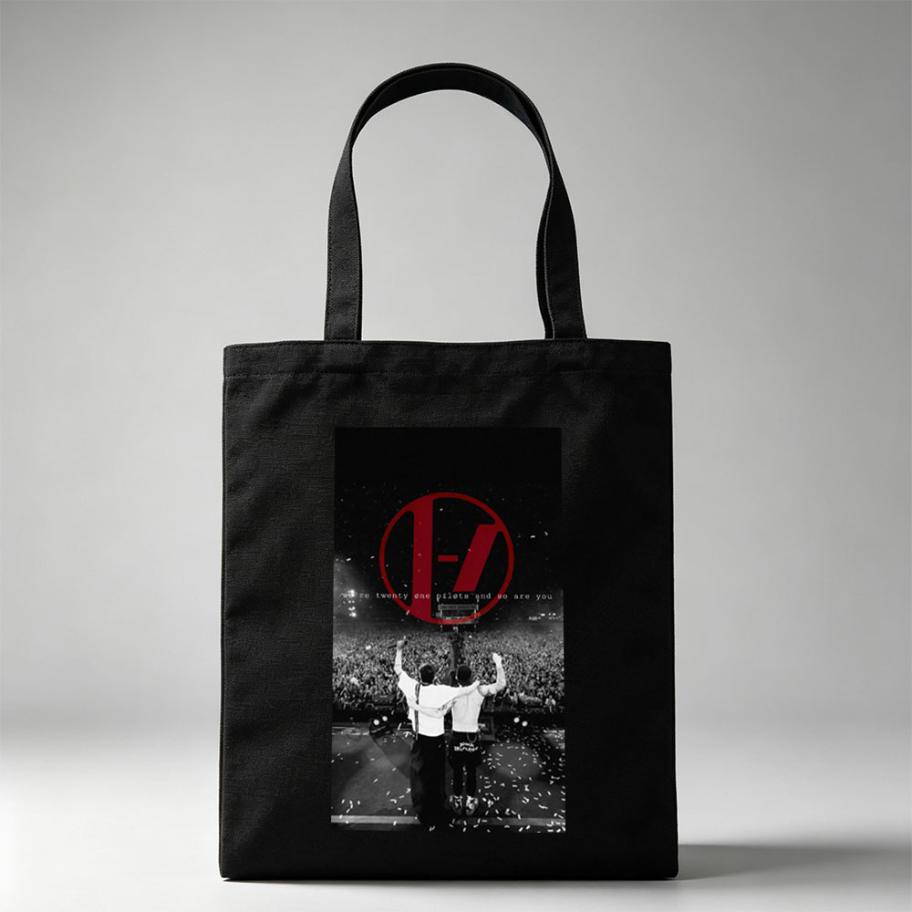 Twenty One Pilots Live Concert Performance with Fans and Confetti in Stadium - Canvas tote bags