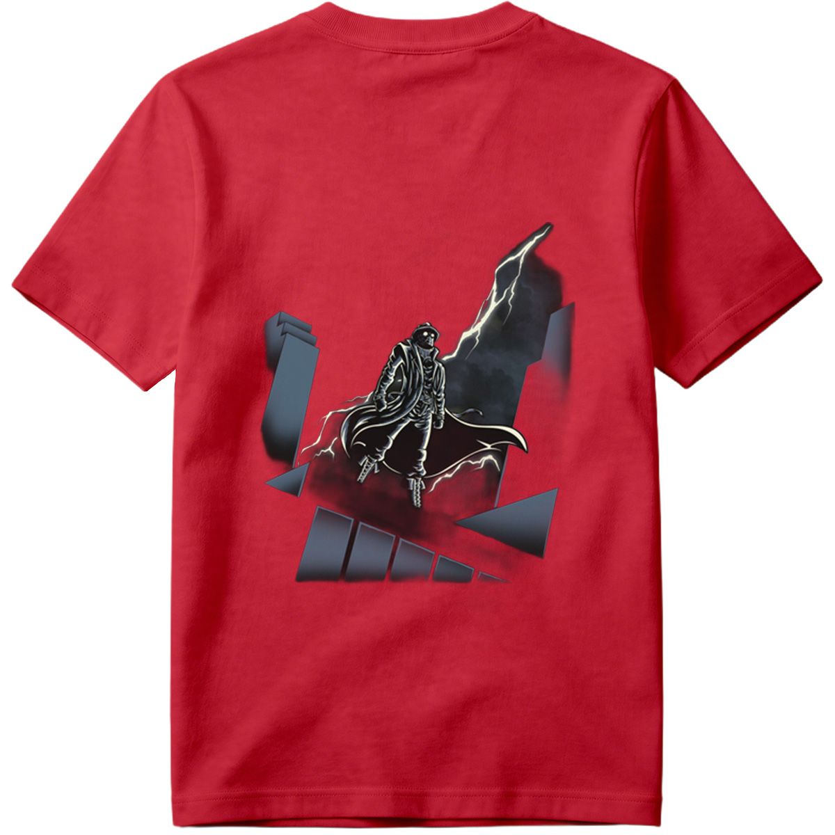The Shadow of the Storm: Dark Hero on Rooftop - Tee