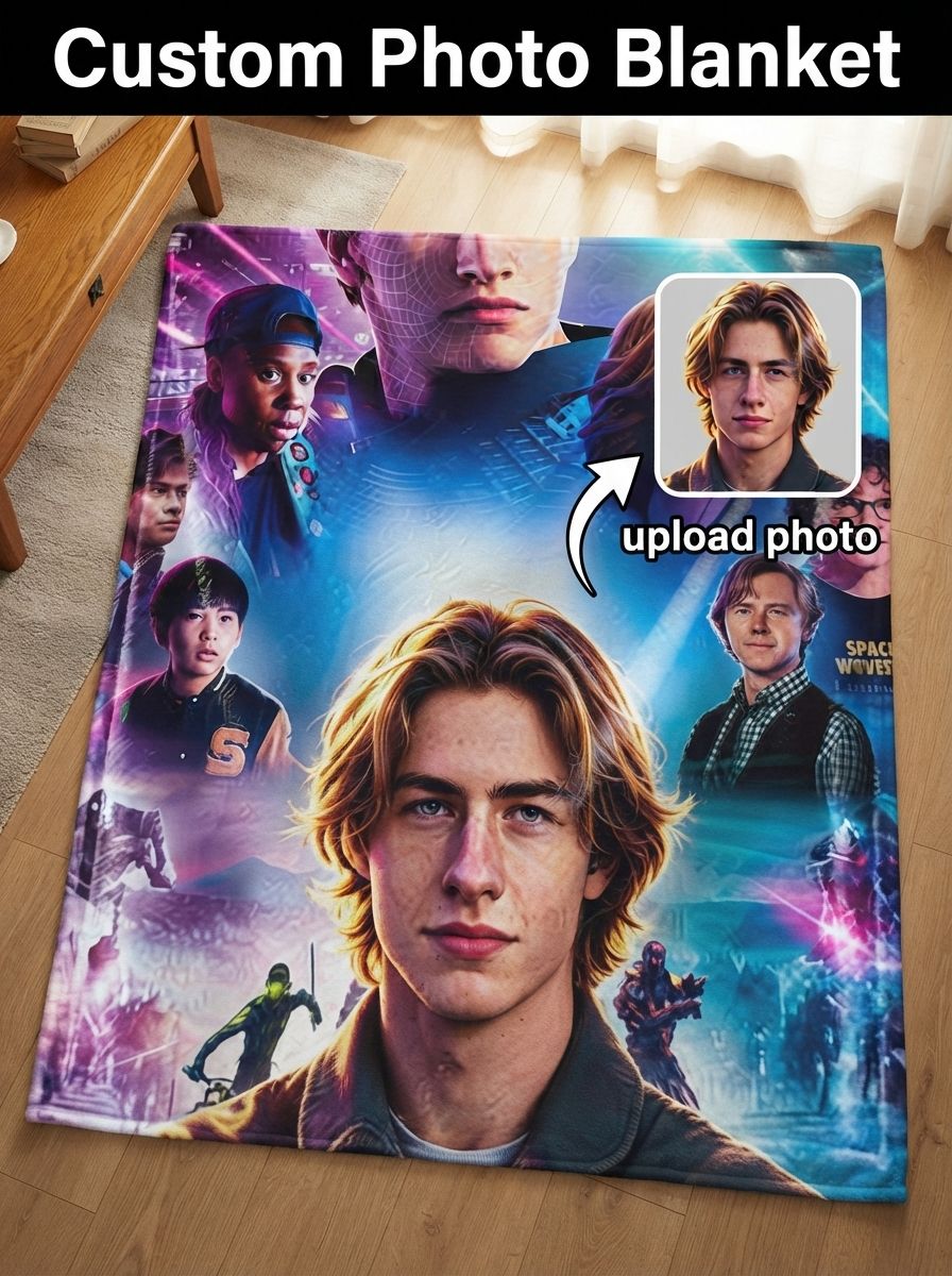 Custom Photo Face Blanket Personalized Flannel Throw Lightweight Cozy Fleece Bed Sofa Blanket Ideal Unique Gift
