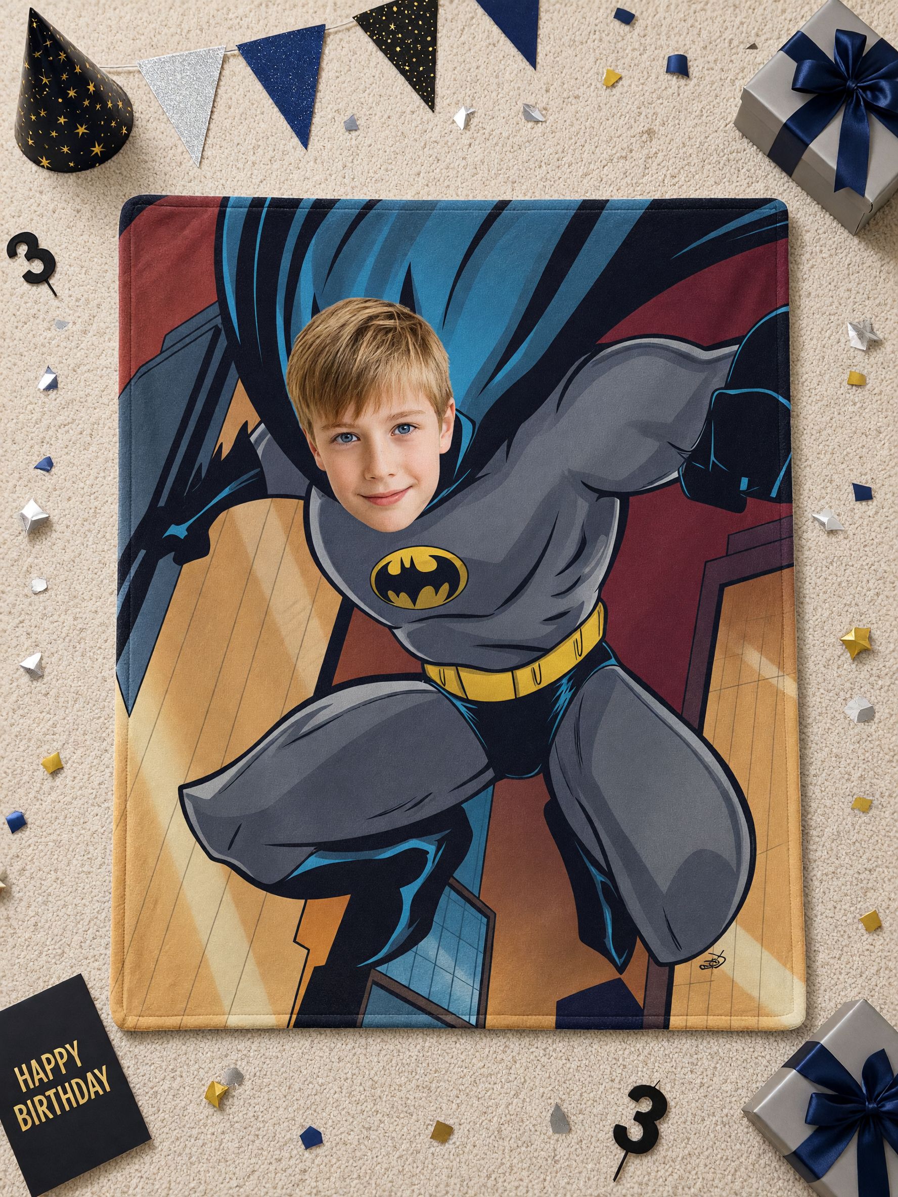 Custom Photo Face Blanket Personalized Superhero Comic Flannel Fleece Throw Soft Warm Bed Sofa Wrap Ideal Family Gift