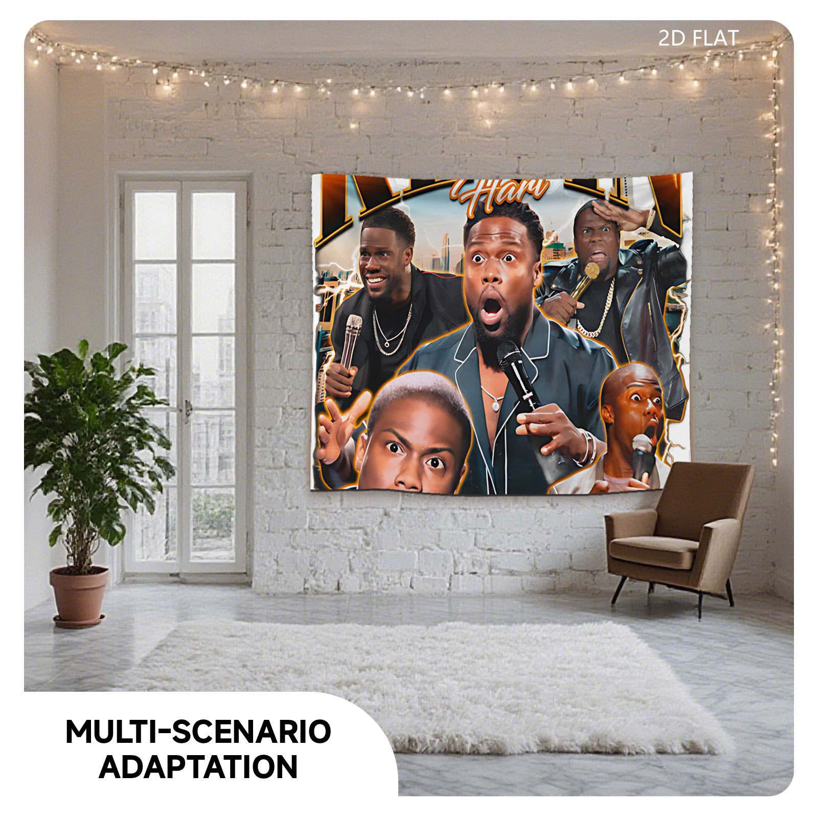 Kevin Hart: Comedian in Action with Multiple Expressions and Microphones - Tapestry