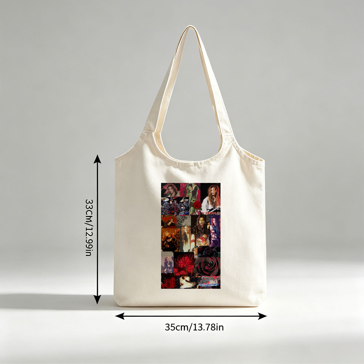 X Japan Band Members in Dramatic Performance and Artistic Portraits Featuring Red Roses and Gothic Imagery - Canvas shoulder bags/