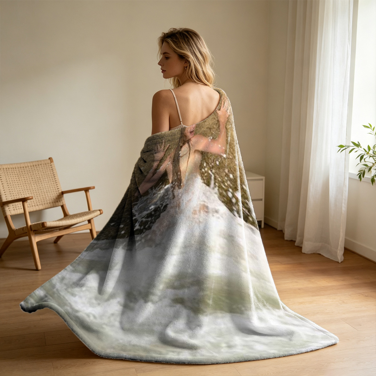 Elsa Hosk Nude by the Window - Blanket
