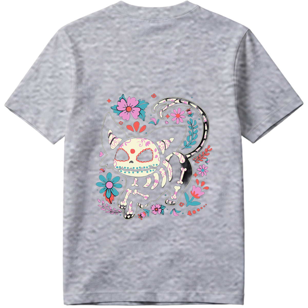 Day of the Dead Cat: Sugar Skull Feline with Floral Design - Tee