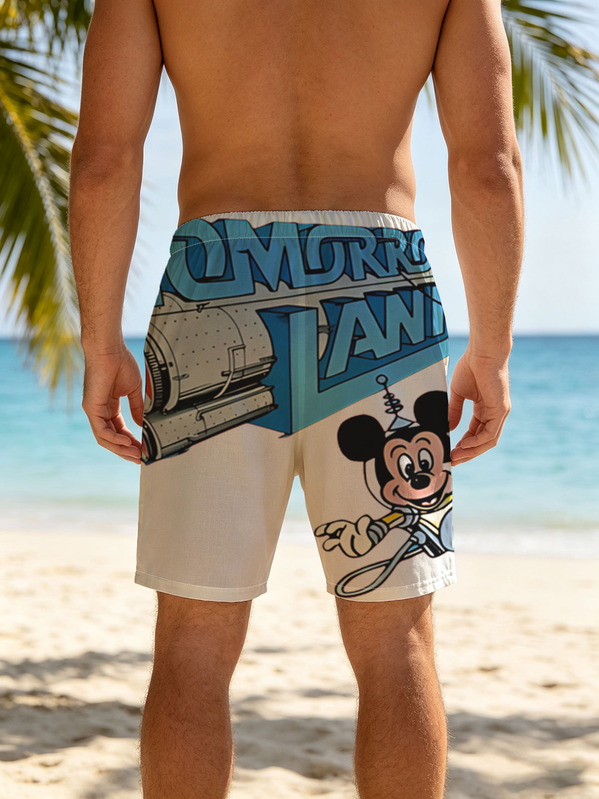 Mickey Mouse in Tomorrowland with Rocket Ship -  Beach shorts