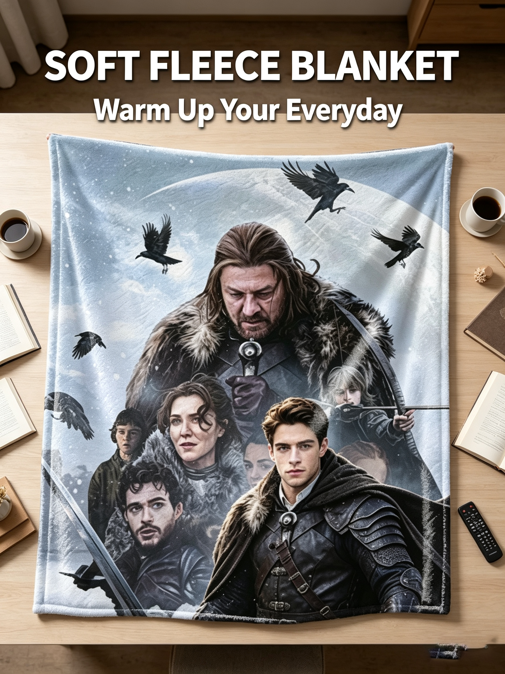Custom Face Blanket Game of Thrones Characters Flannel Blanket Cozy Winter Gift for Fans and Collectors