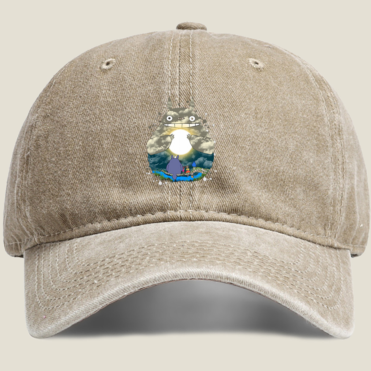 Totoro and Friends Under the Moonlight - Washed Denim - Baseball Cap