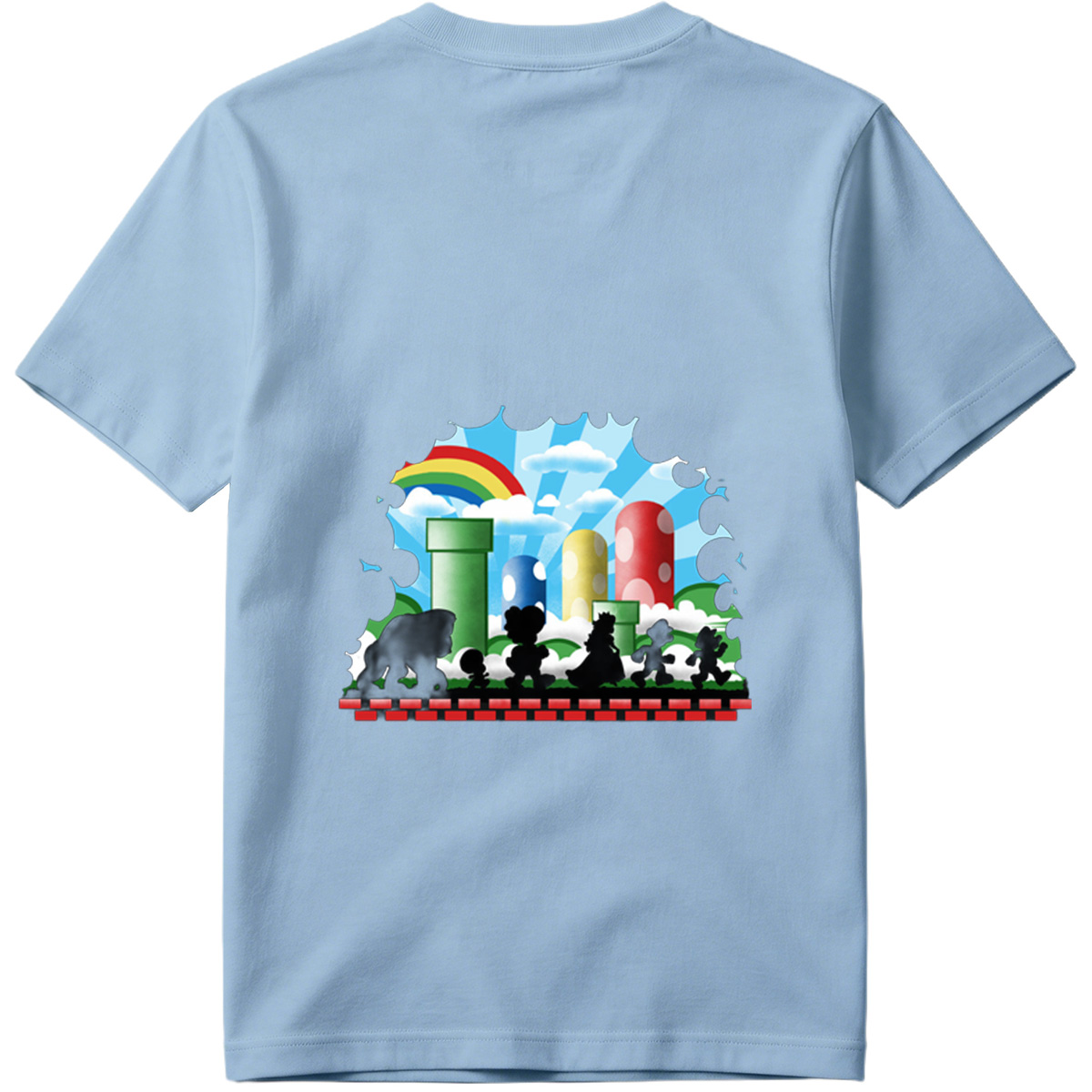 Super Mario Silhouettes: Koopa, Toad, Princess, Mario, and Luigi - Tee