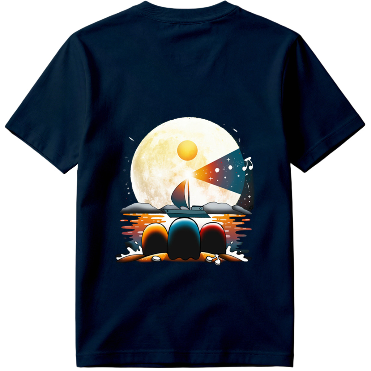 Sailboat Under the Moonlight with Musical Notes - Tee