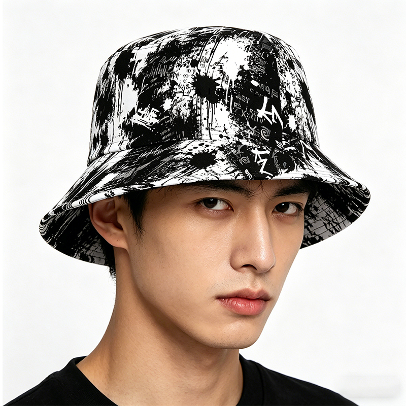 Unisex Classic Graffiti Bucket Hat with Bold Lettering Design | Lightweight Sun Protection Hat for Outdoor Activities, Urban Streetwear, and Casual Wear | Perfect for Adults Seeking Fashionable and Functional Headwear