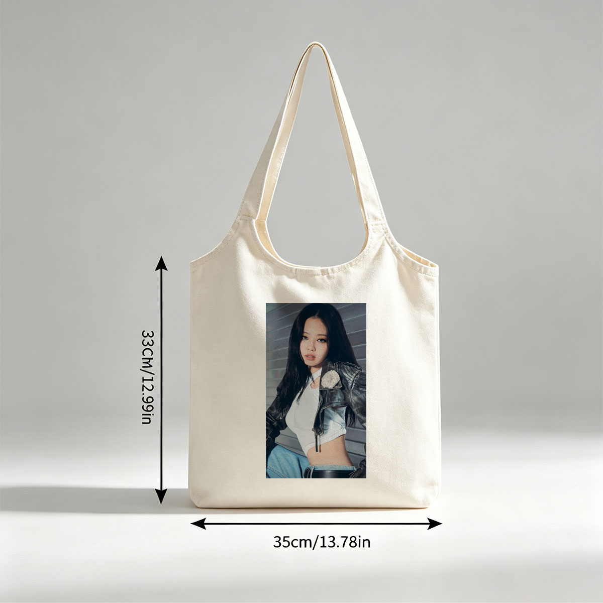Jennie Kim in a Stylish Leather Jacket and Crop Top Pose - Canvas shoulder bags/