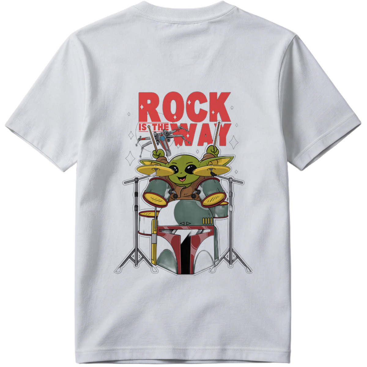 Baby Yoda Playing Drums Rock Is The Way - Tee