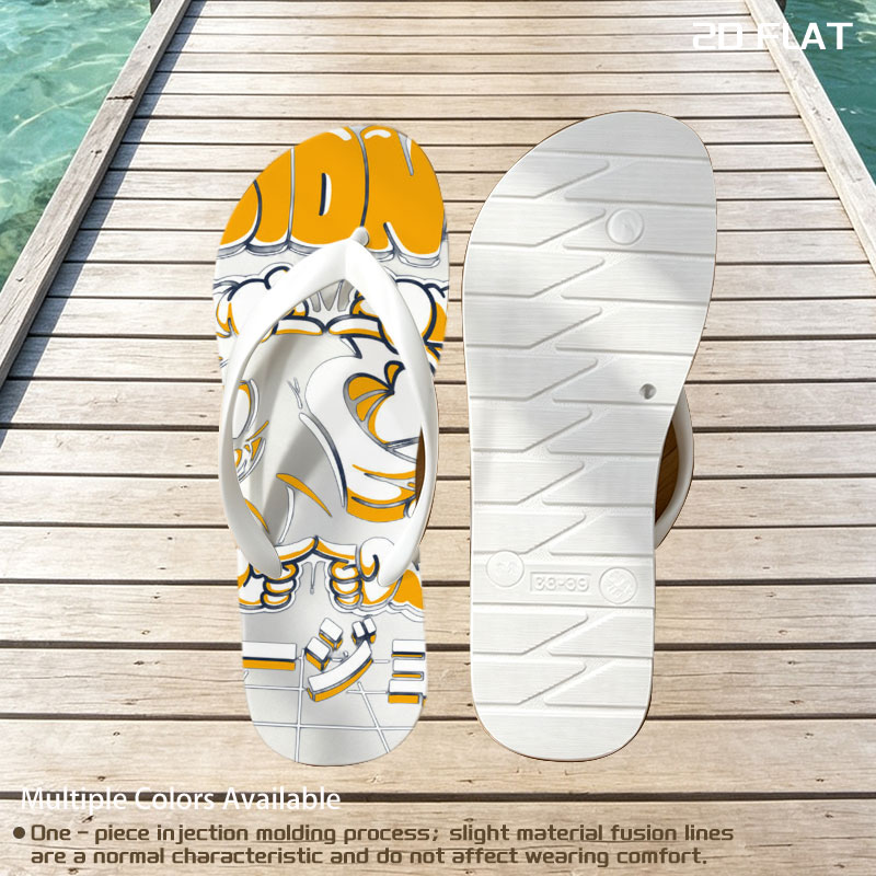 Fusion-Ha: Two Cartoon Characters in Dynamic Pose with Japanese Text and Palm Trees Background -  flip-flops