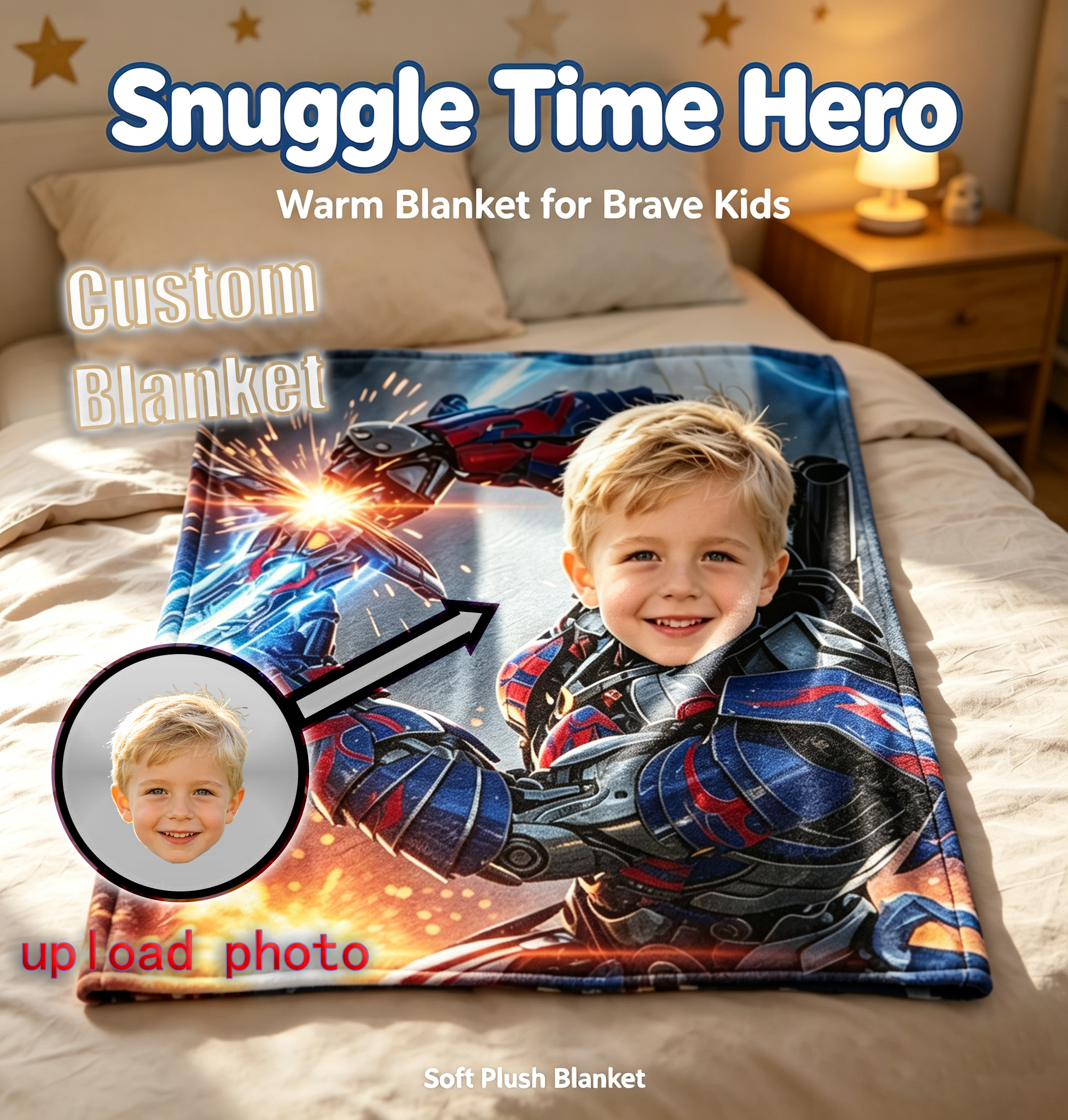 Personalized Optimus Prime Kids Blanket‑Custom Face Plush Throw