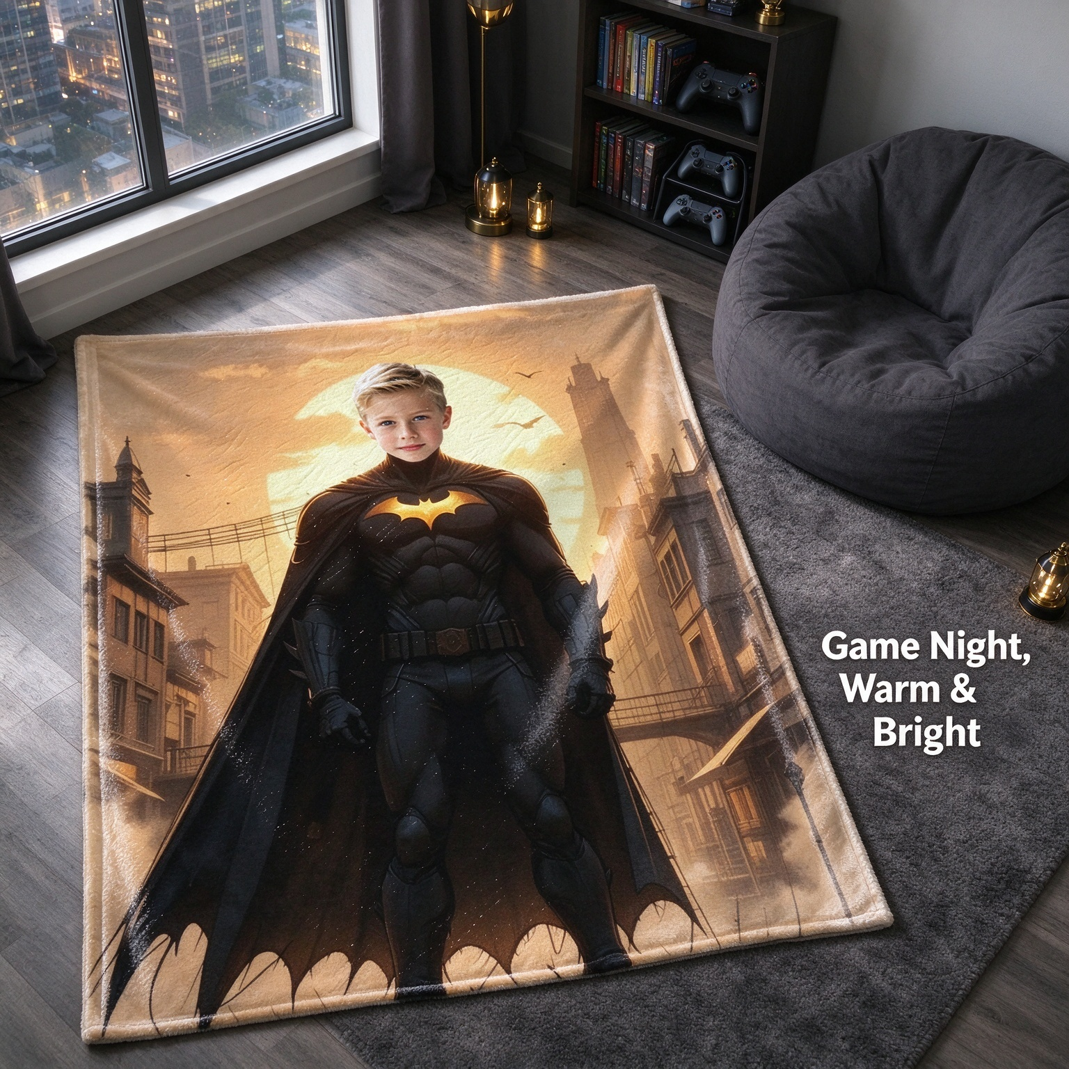 Custom Face Superhero Flannel Blanket, Personalized Photo Plush Throw for Bed Couch, Cozy Anti-Pilling Keepsake Gift