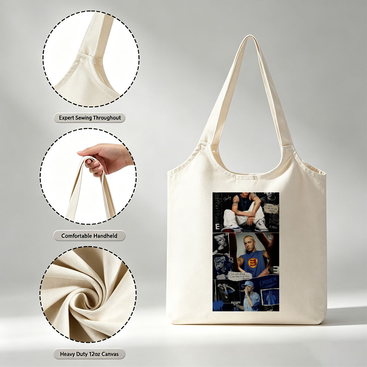 Eminem Collage - Iconic Moments and Quotes from the Rap Legend - Canvas shoulder bags/