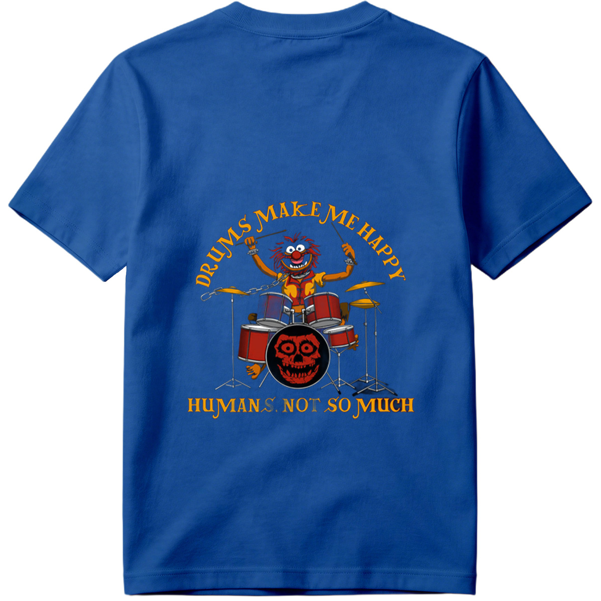 Animal from The Muppets Playing Drums with Skull Design - Tee