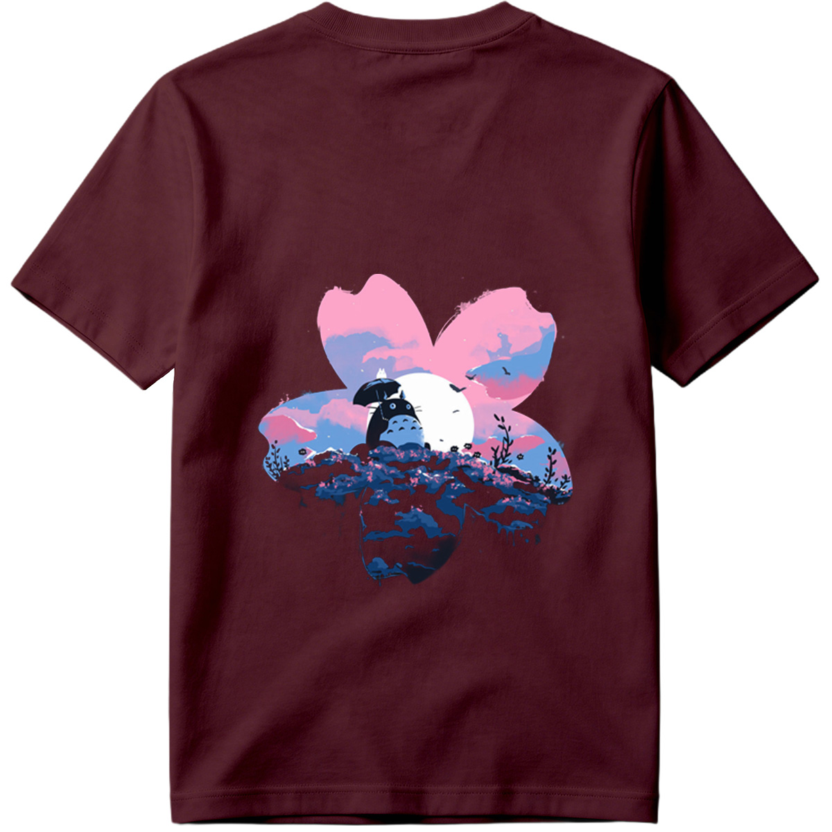 Totoro Under Cherry Blossom Moon - Tee