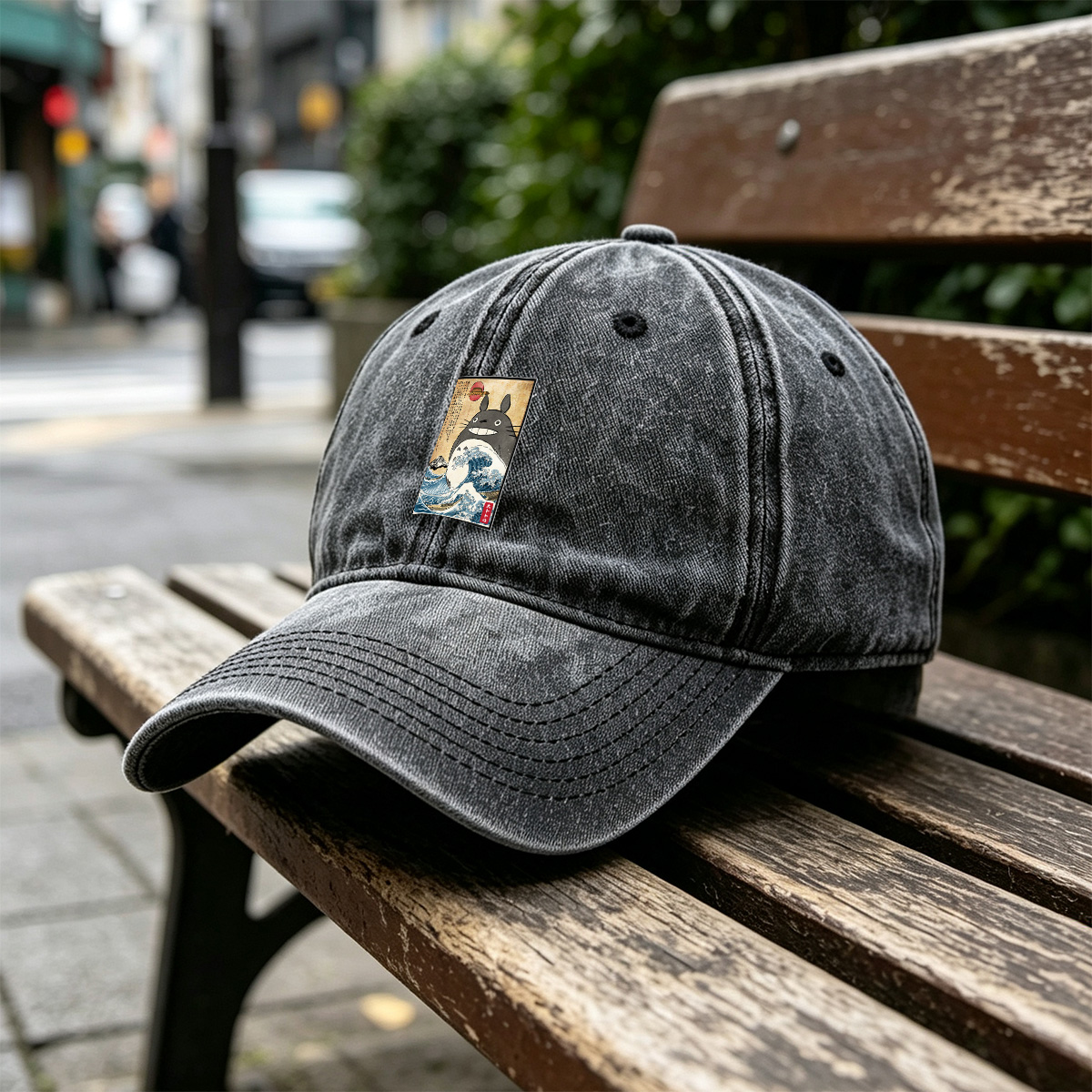 Totoro and the Great Wave - Washed Denim - Baseball Cap